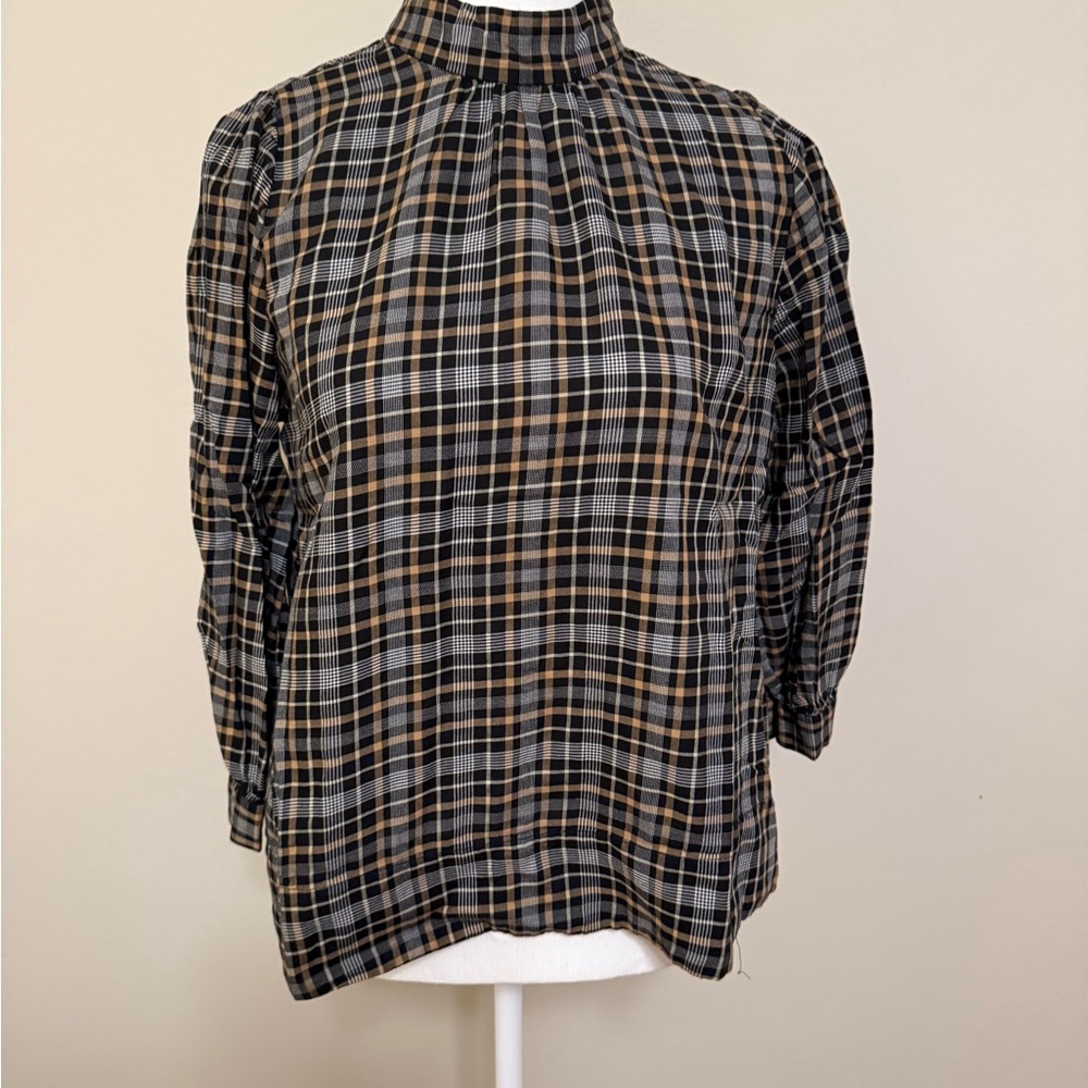 Everlane Plaid Black and Brown Women's Top